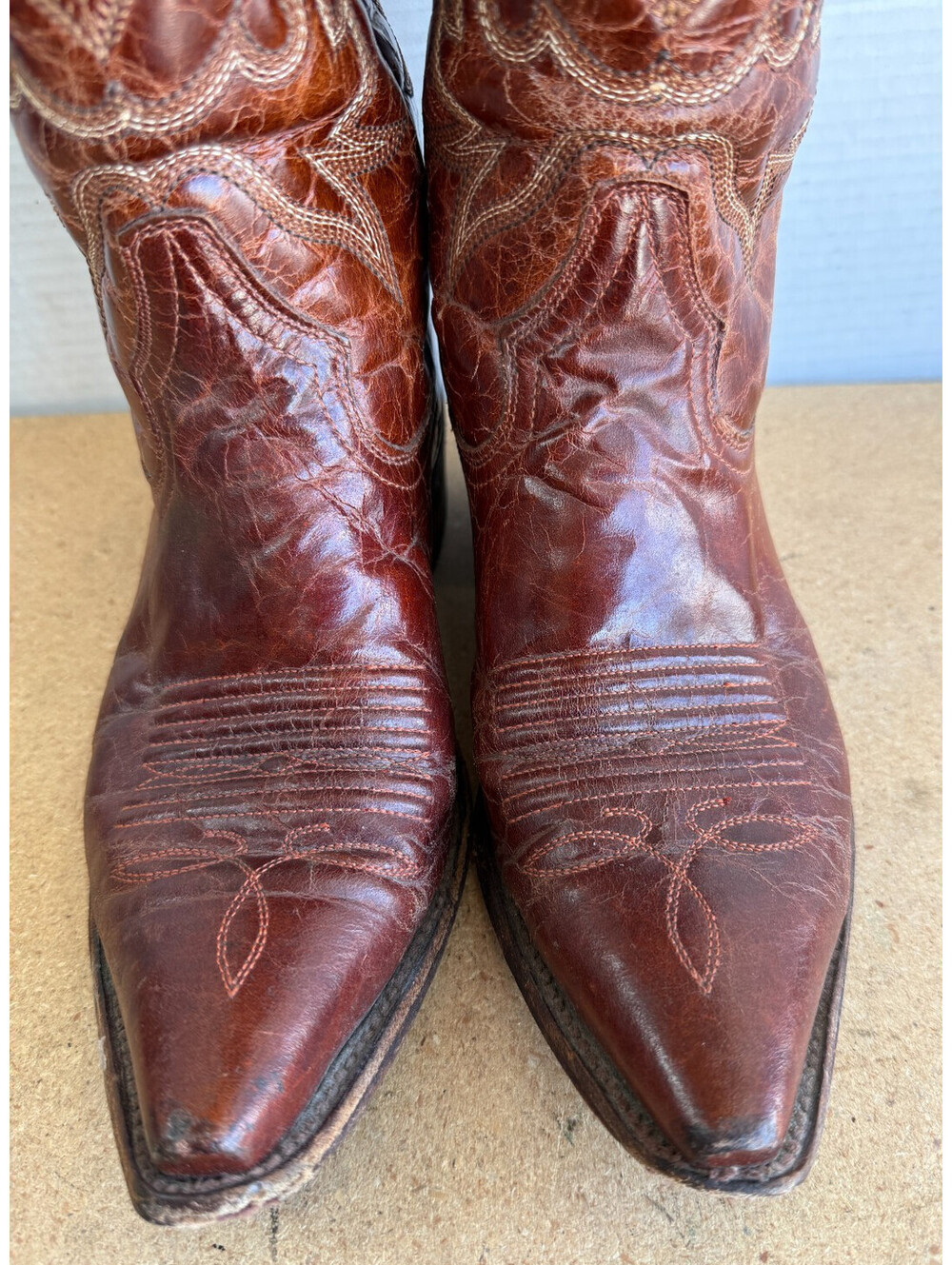 Circle G Boots L5090 Brown Leather Embroidered Snip Toe Western Women's Size 7 D - Picture 3 of 9